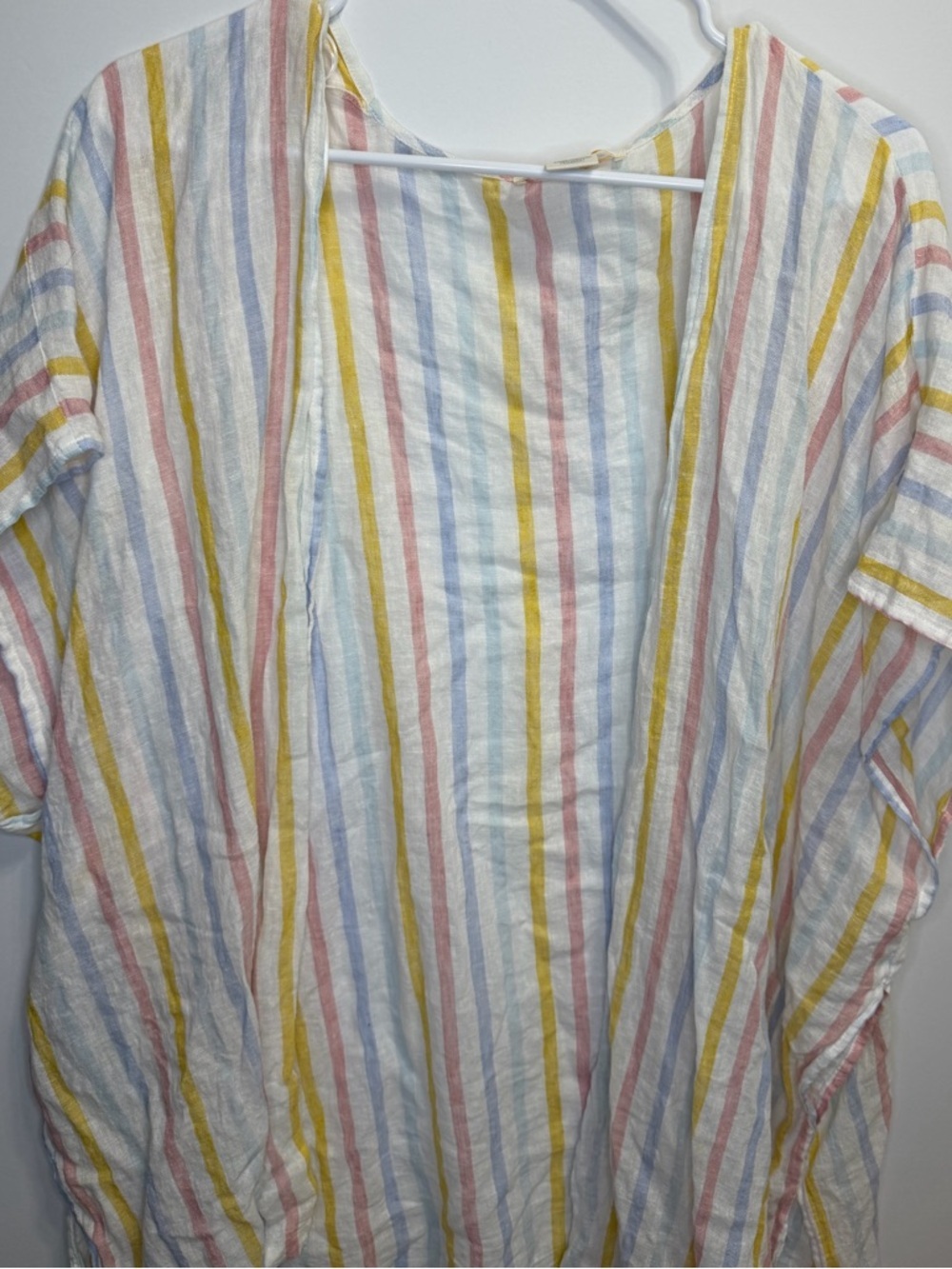 C&C California Rainbow Striped Linen Sleeveless Swim Coverup One Size